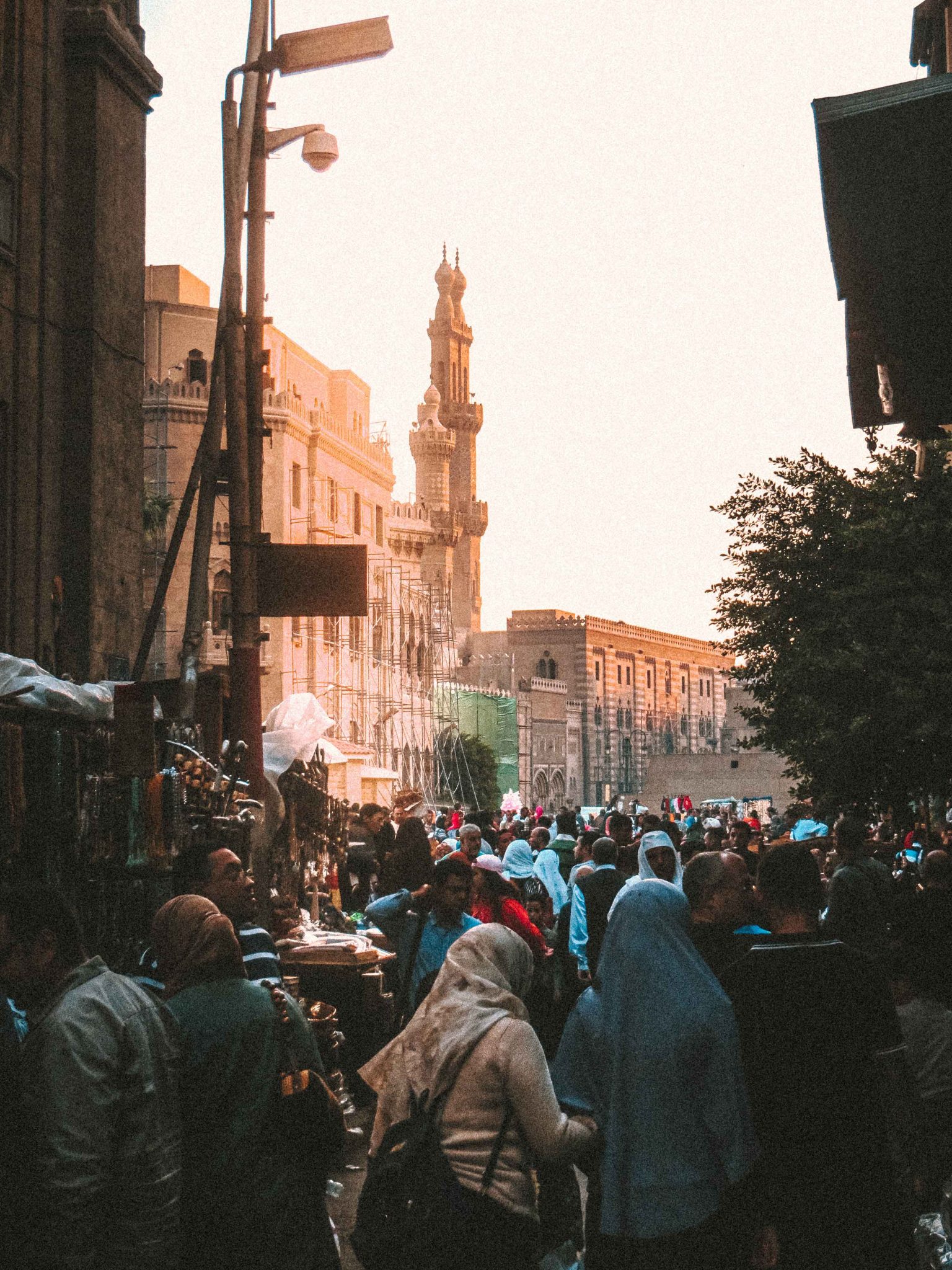 A city view in Egypt with people