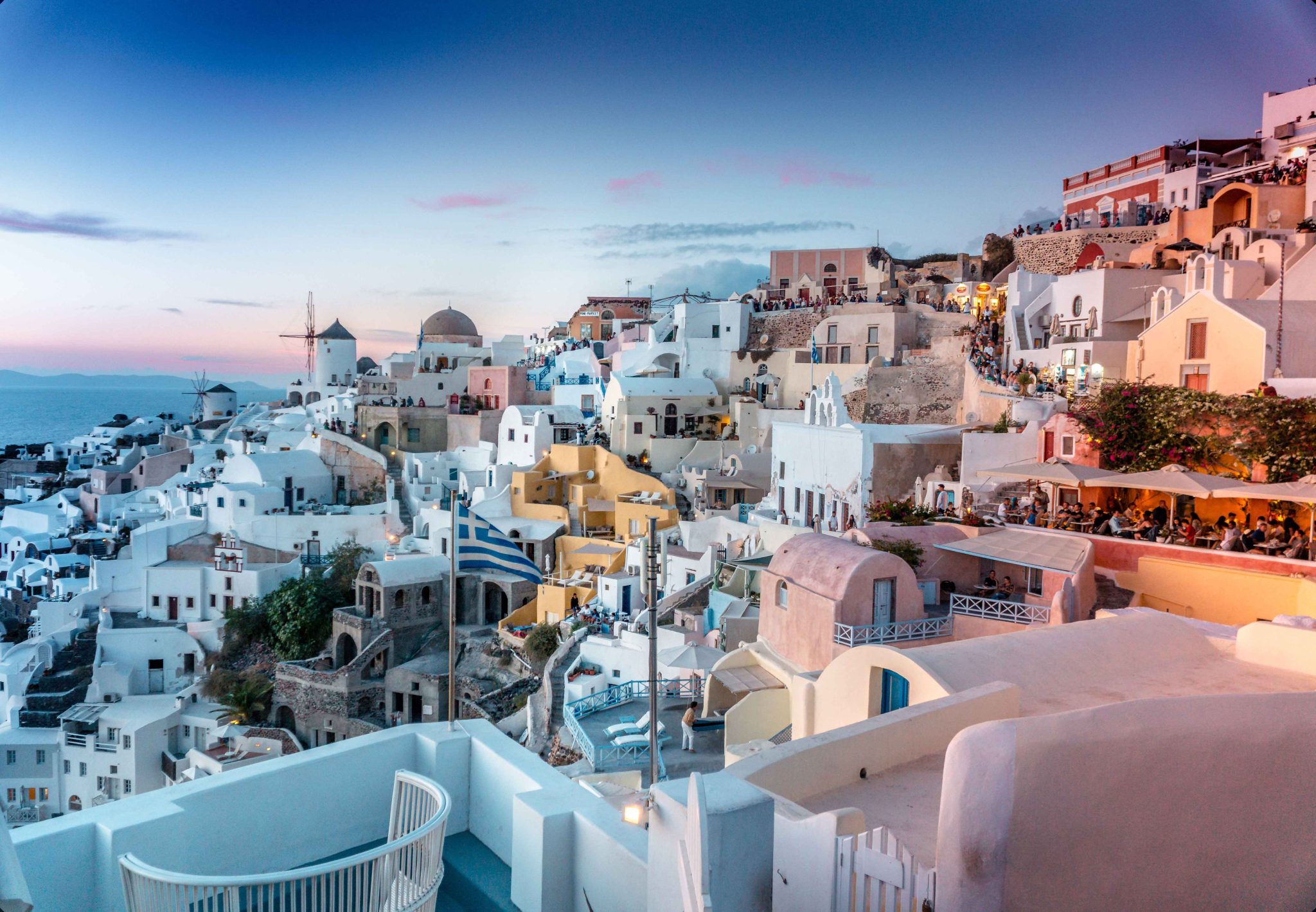 Beautiful photo of a blue and white greek city on a small group tour of Greece for women